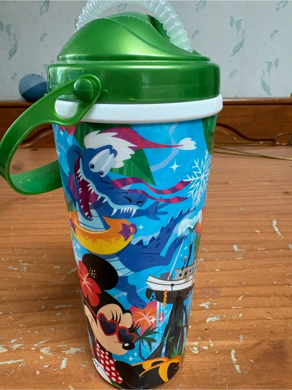 Disney Blue & Green Kids Tumbler with Straw and Handle